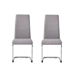 Foto van Jane set van 2 stoelen - chromen poot - grijze stof - l 42 x d 56 x h 99 cm