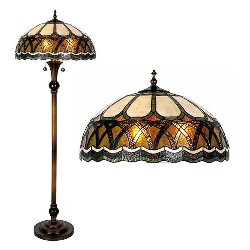 Foto van Haes deco - tiffany vloerlamp bruin, beige ø 56x164 cm e27/max 3x60w