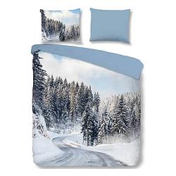 Foto van Good morning snowy road flanel dekbedovertrek - 2-persoons (200x200/220 cm + 2 slopen) - flanel - multi