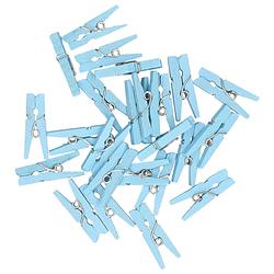 Foto van 20x mini knijpers blauw 2 cm - feestdecoratievoorwerp