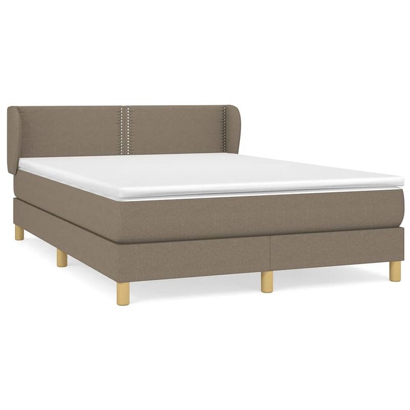 Foto van The living store boxspringbed - taupe - 203x147x78/88 cm - met verstelbaar hoofdbord en pocketvering matras -