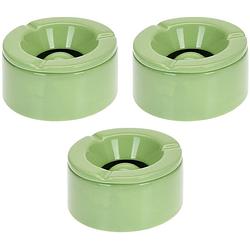 Foto van Set van 3x stuks groene storm/terras asbakken 12 cm - asbakken