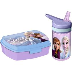 Foto van Disney frozen lunchbox set voor kinderen - 2-delig - lila - kunststof - lunchboxen