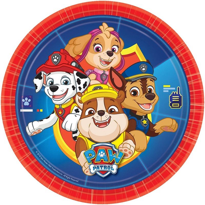 Foto van Nickelodeon feestborden paw patrol 23 cm 8 stuks rood/blauw