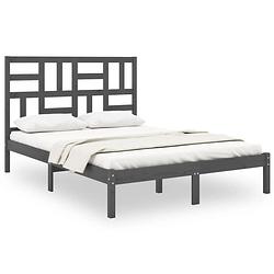 Foto van The living store bedframe - houten - 140 x 190 cm - grijs