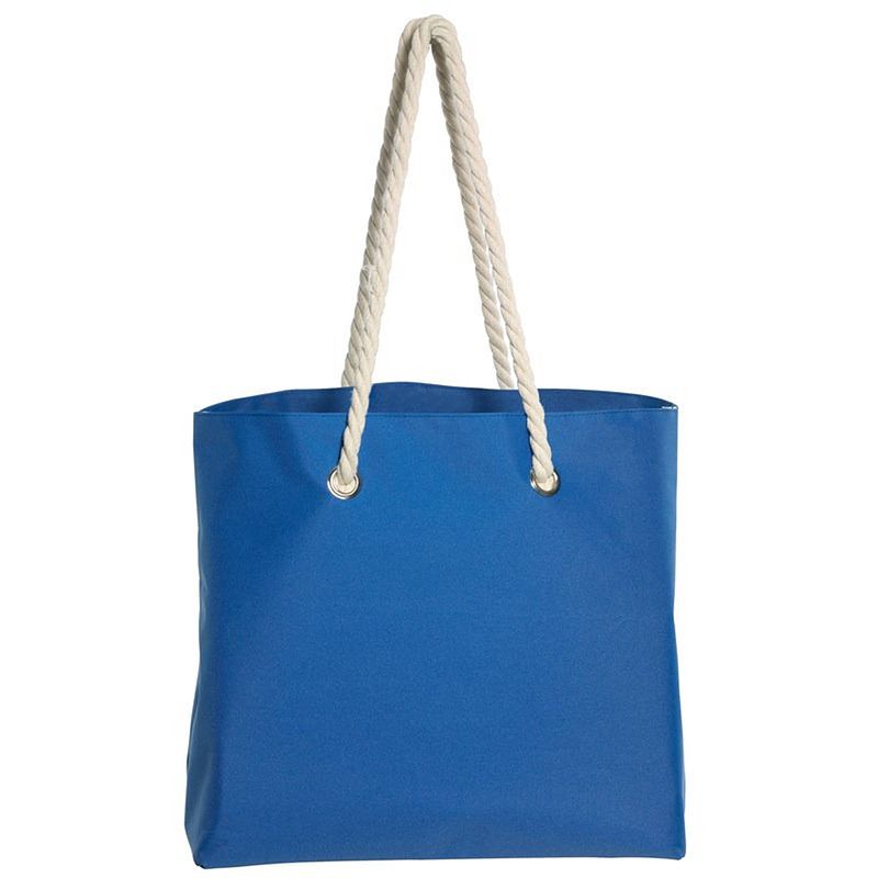 Foto van Strandtas met handvat blauw capri 35 x 45 cm - strandtassen