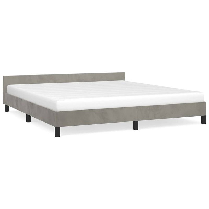 Foto van The living store bedframe - - bedframe met hoofdeinde - afmeting- 203 x 163 x 50 cm - ken- zacht fluweel