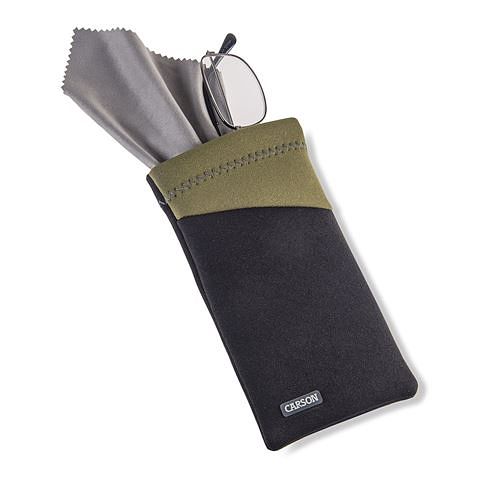 Foto van Carson neoprene brillenhoesje met microvezeldoekje - zwart/olijf