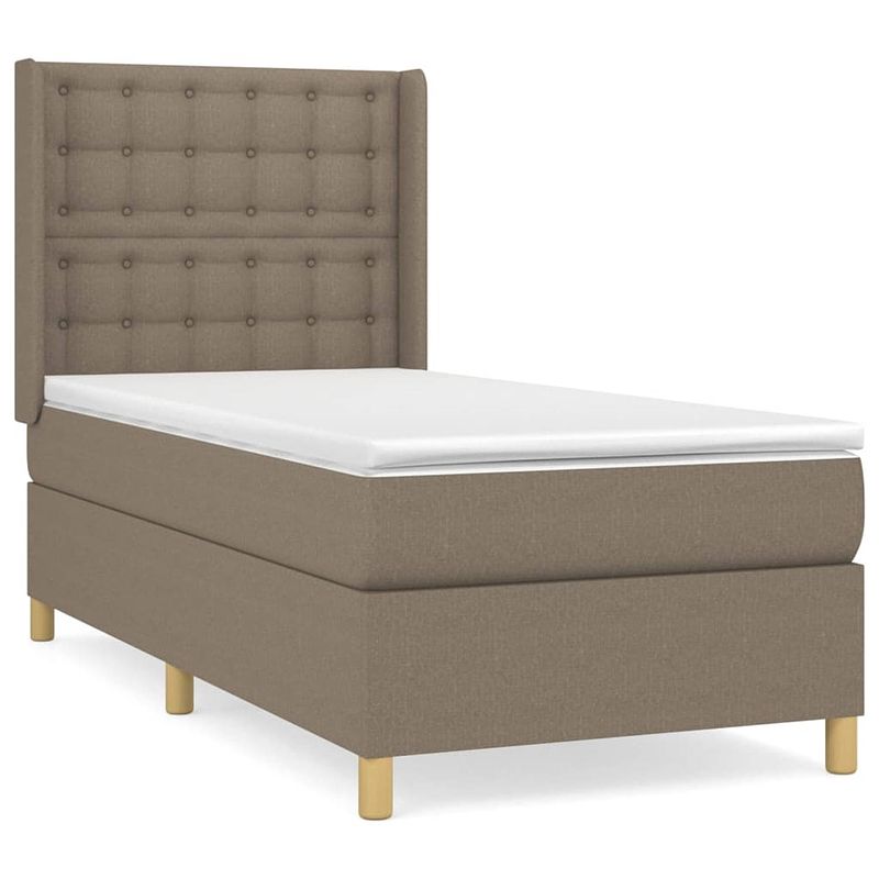 Foto van The living store boxspringbed - taupe - 203x93x118/128 cm - pocketvering matras - middelharde ondersteuning -