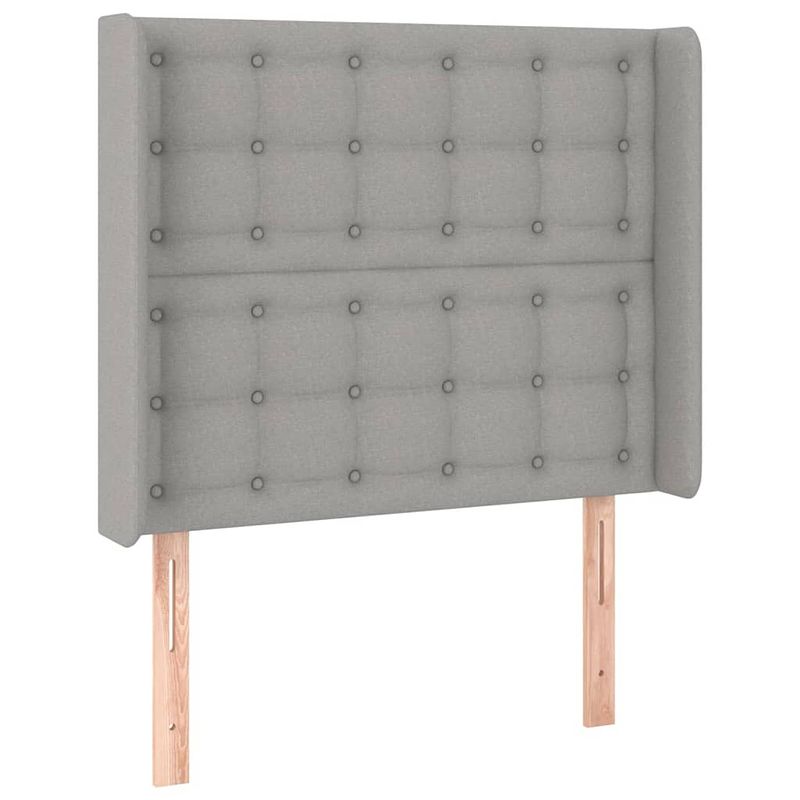 Foto van The living store hoofdeind - trendy - bedombouw - 103x16x118/128 cm - lichtgrijs