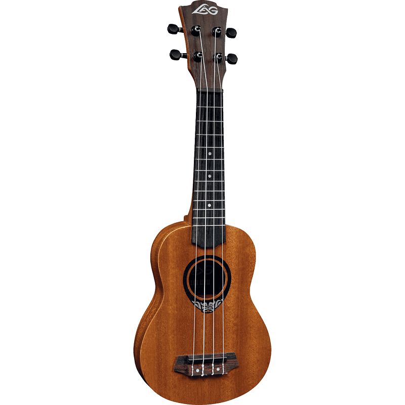 Foto van Lag guitars tiki uku 10 tku10s sopraan ukelele met gigbag