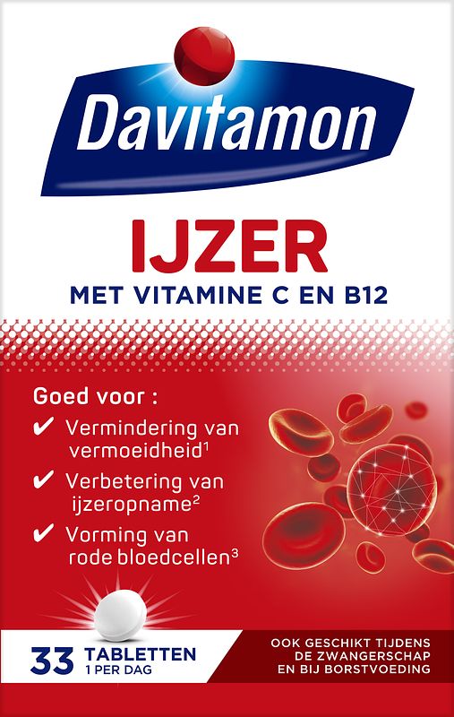 Foto van Davitamon ijzer met vitamine c en b12 tabletten