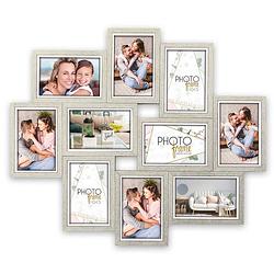 Foto van Zep - multi houten fotolijst brema grijs / wit voor foto's 10 stuks 10x15 afmeting 59x49,5 cm - lgx146