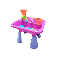 Foto van Tenify 2-in-1 watertafel roze - zand en watertafel - strand en waterspeelgoed - speeltafel buiten