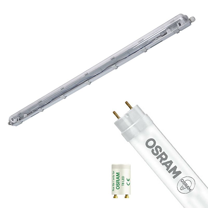 Foto van Led waterdichte tl armatuur met t8 buis - velvalux strela - 120cm - enkel - koppelbaar - waterdicht ip65 - osram -