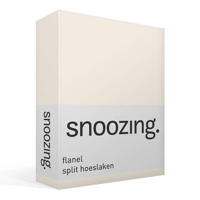 Foto van Snoozing - flanel - split-hoeslaken - lits-jumeaux - 200x210/220 cm - ivoor