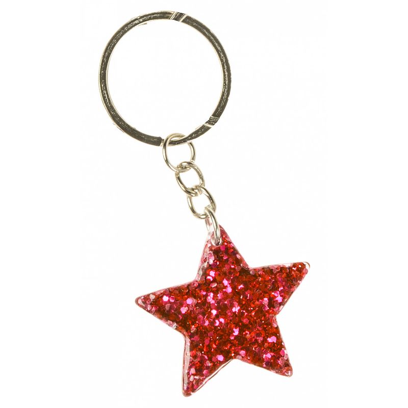 Foto van Lg-imports sleutelhanger glitter ster junior 3,5 cm rood