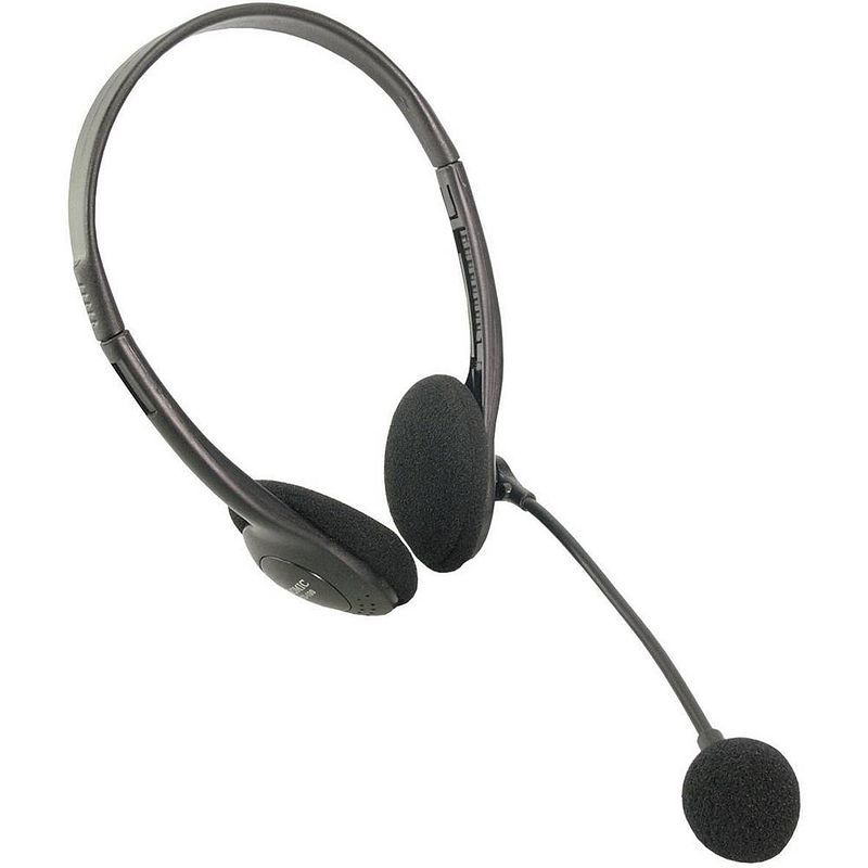 Foto van Logilink hs0001 on ear headset kabel computer stereo zwart volumeregeling