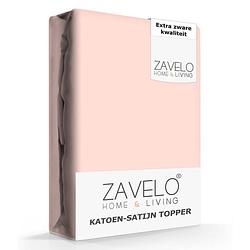 Foto van Zavelo deluxe katoen-satijn topper hoeslaken roze-lits-jumeaux (180x220 cm)