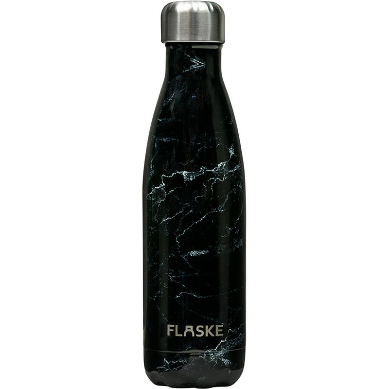 Foto van Flaske - bottle - 500ml/zwart/dubbelwandig roestvrij staal/69