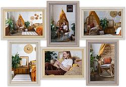 Foto van Haes deco houten multi fotolijst / galerie copenhagen bruin voor 6 foto's 10x15 (formaat 47x32 cm) - vz662hs