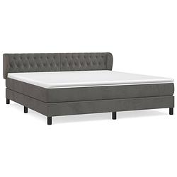 Foto van The living store boxspringbed - comfort - bed - 203 x 163 x 78/88 cm - donkergrijs fluweel