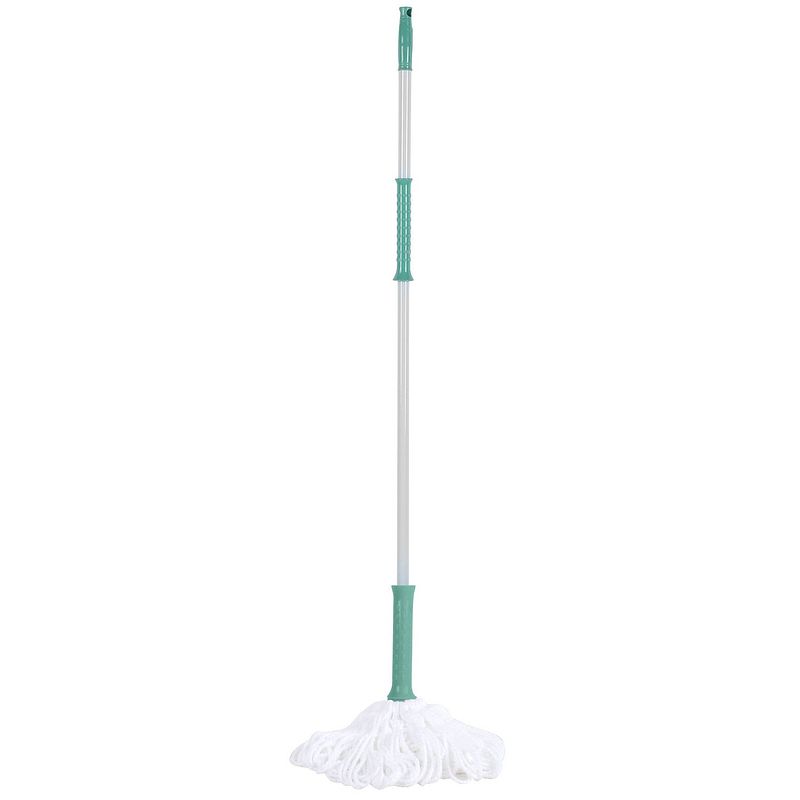 Foto van Urban living schoonmaak/dweil vloermop met telescoopsteel - uitschuifbaar 85 tot 125 cm - wit/groen - vloermoppen