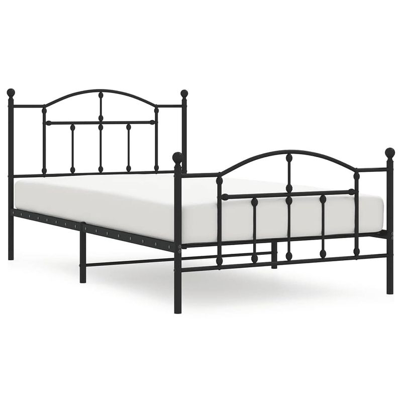 Foto van Vidaxl bedframe met hoofd- en voeteneinde metaal zwart 100x200 cm