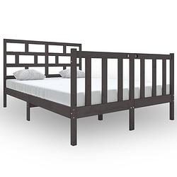 Foto van Vidaxl bedframe massief grenenhout grijs 140x190 cm