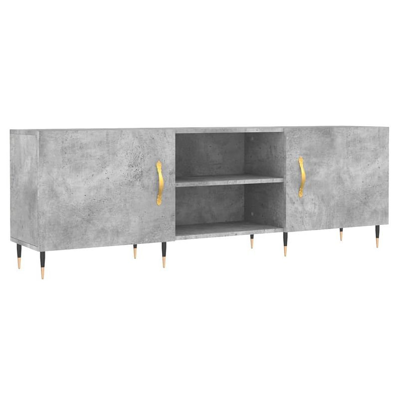 Foto van The living store tv-meubel - betongrijs - 150 x 30 x 50 cm - bewerkt hout en ijzer