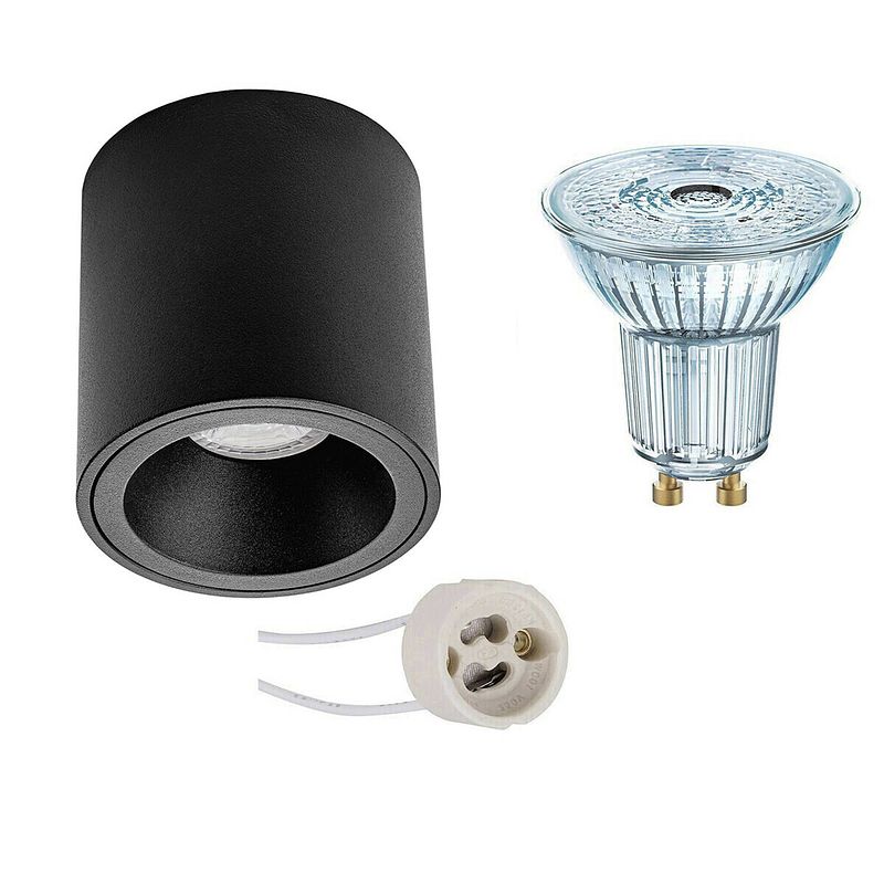 Foto van Opbouwspot set - osram parathom par16 940 36d - pragmi cliron pro - gu10 fitting - dimbaar - opbouw rond - mat zwart -