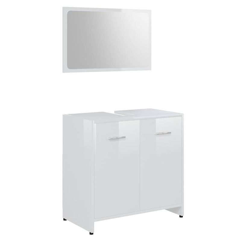 Foto van The living store badkamermeubelset - hoogglans wit - 60 x 33 x 61 cm - spiegel 60 x 37 cm - 1 vak en 2 deuren