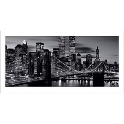 Foto van Pyramid brooklyn bridge black and white kunstdruk 100x50cm