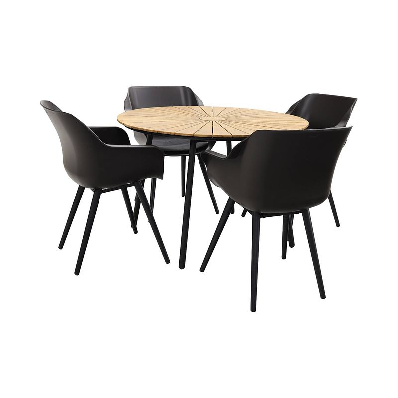 Foto van Hartman sophie studio black/dave teak 110 cm. tuinset - 5-delig