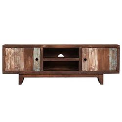 Foto van The living store tv-kast vintage - massief acaciahout - 118 x 30 x 40 cm - kabeltoegang