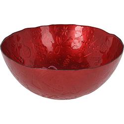 Foto van Glazen decoratie schaal/fruitschaal rood rond d28 x h11,5 cm - schalen