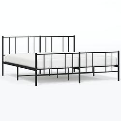 Foto van The living store bedframe - klassiek - metaal - 219 x 187 x 90 cm - zwart