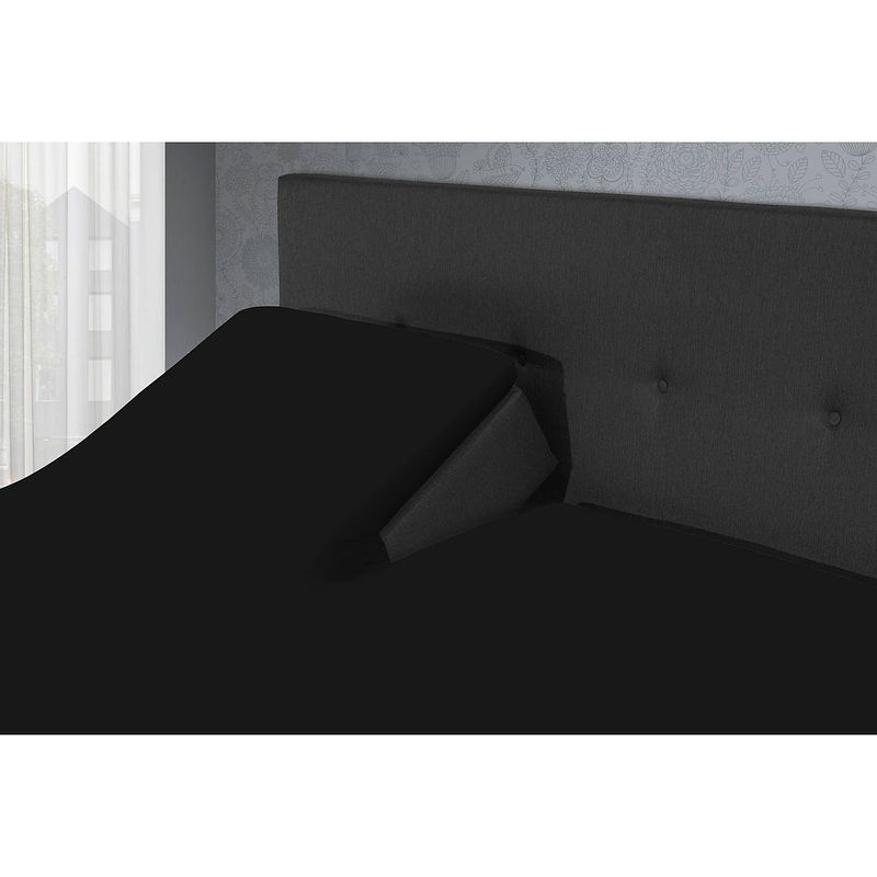 Foto van Villa park - split topper hoeslaken - dubbel jersey - 180x200/220+12cm - zwart