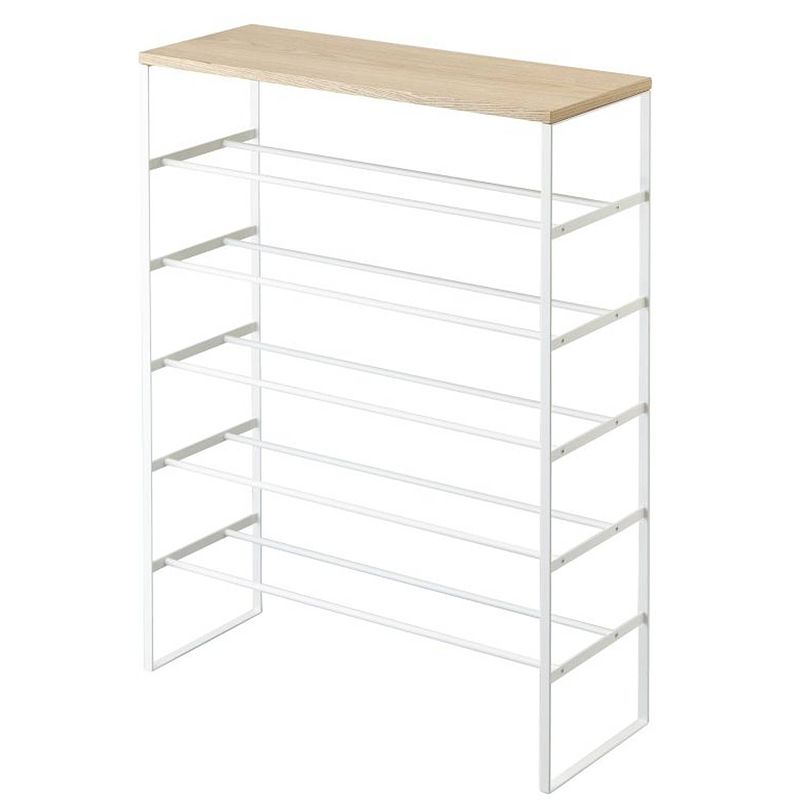 Foto van Yamazaki shoe rack with wood top board - tower - white