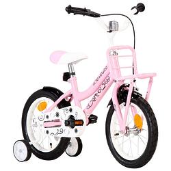 Foto van The living store kinderfiets - 14 inch - wit en roze - mig gelast stalen frame