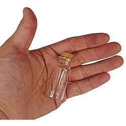 Foto van Fordig glazen mini flesjes met kurk - decoratie flesjes - inhoud 10 ml - set van 20 stuks