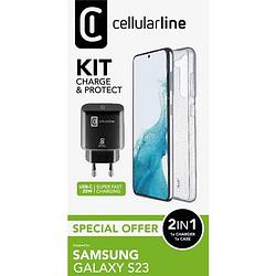 Foto van Cellularline backcover samsung galaxy s23 transparant, zwart