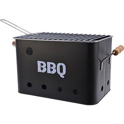 Foto van Zwarte houtskool barbecue/bbq emmer 33 x 21 cm rechthoekig - houtskoolbarbecues