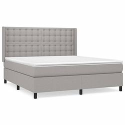 Foto van The living store boxspringbed - light grey - 203 x 183 x 118/128 cm - pocketvering - medium firm - breathable -