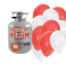 Foto van Bruiloft helium tankje met rood/witte ballonnen 30 stuks - heliumtank