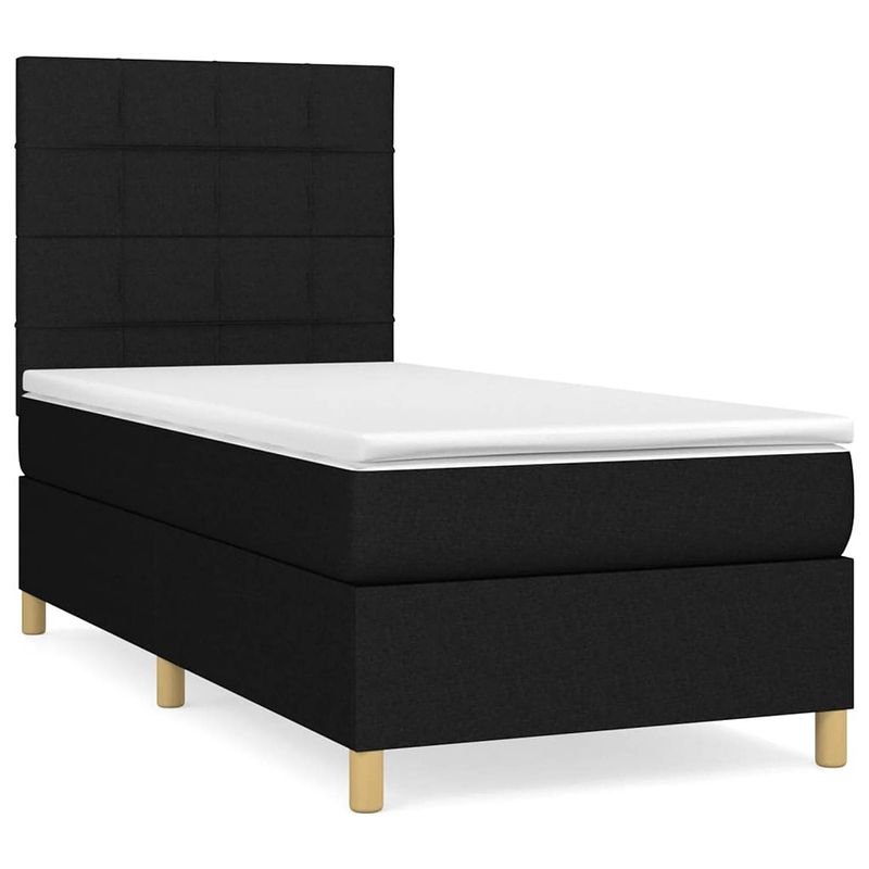 Foto van The living store boxspringbed - pocketvering - 90 x 200 cm - zwart - duurzaam materiaal