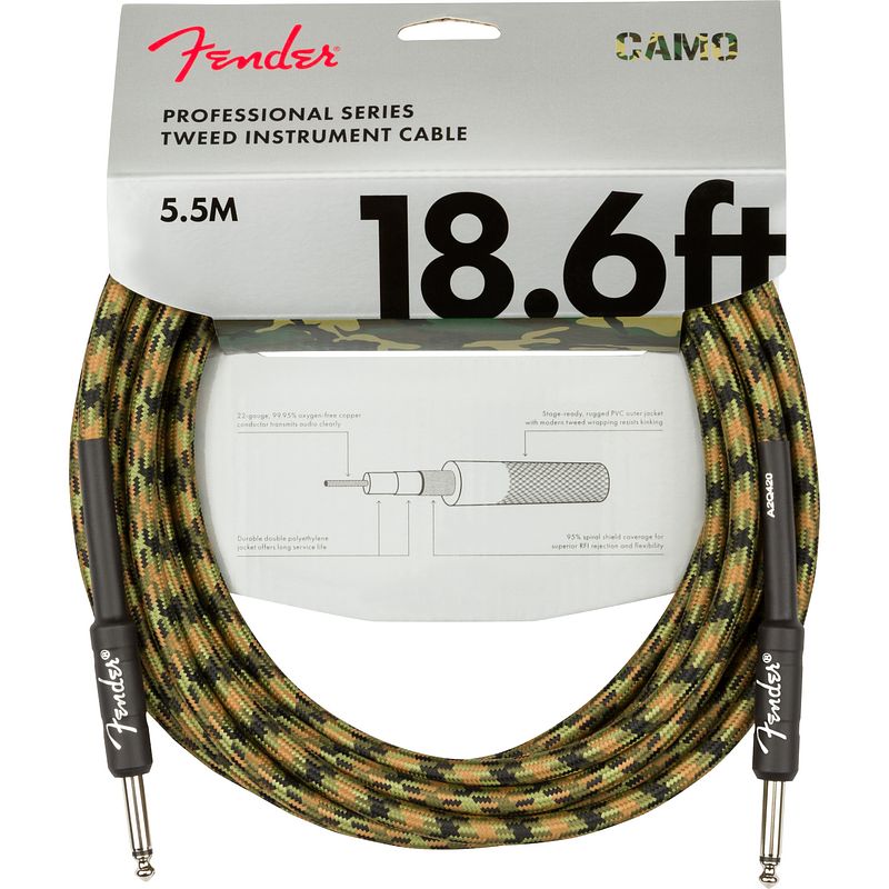 Foto van Fender professional series tweed woodland camo instrumentkabel 5.5 meter