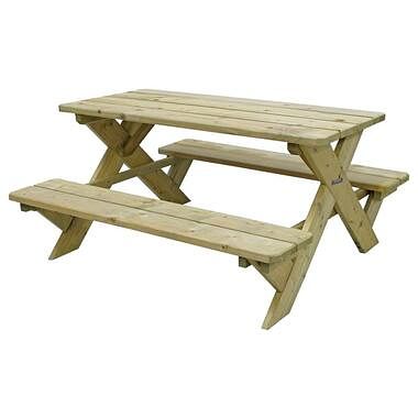 Foto van Outdoor life picknicktafel - naturel - 50x90x98 cm - leen bakker