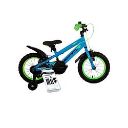 Foto van Volare kinderfiets rocky - 16 inch - blauw/groen - twee handremmen - inclusief ways bandenplakset