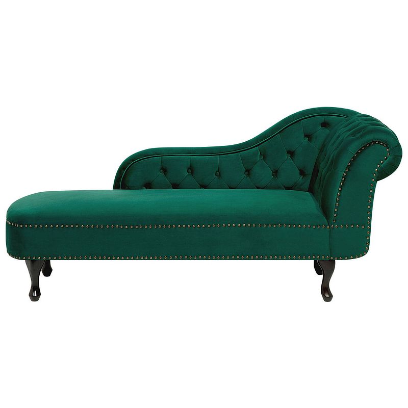 Foto van Beliani nimes - chaise longue-groen-fluweel